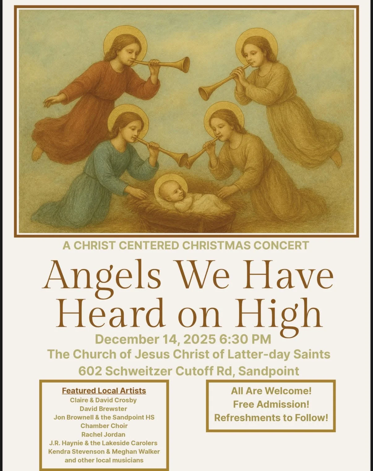 Sandpoint Christmas Concert Dec 14, 2025